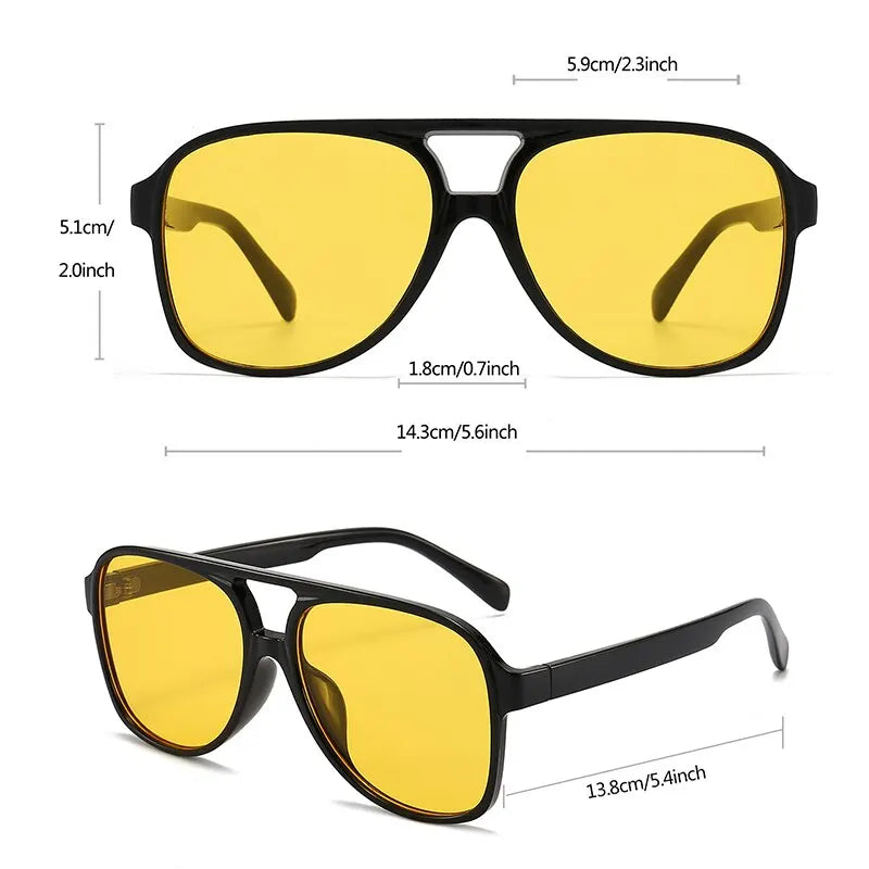 Vintage Oversized Sunglasses Women Retro Brand Big Frame Sun Glasses Female Black Yellow Ins Style Square Glasses Oculos De Sol