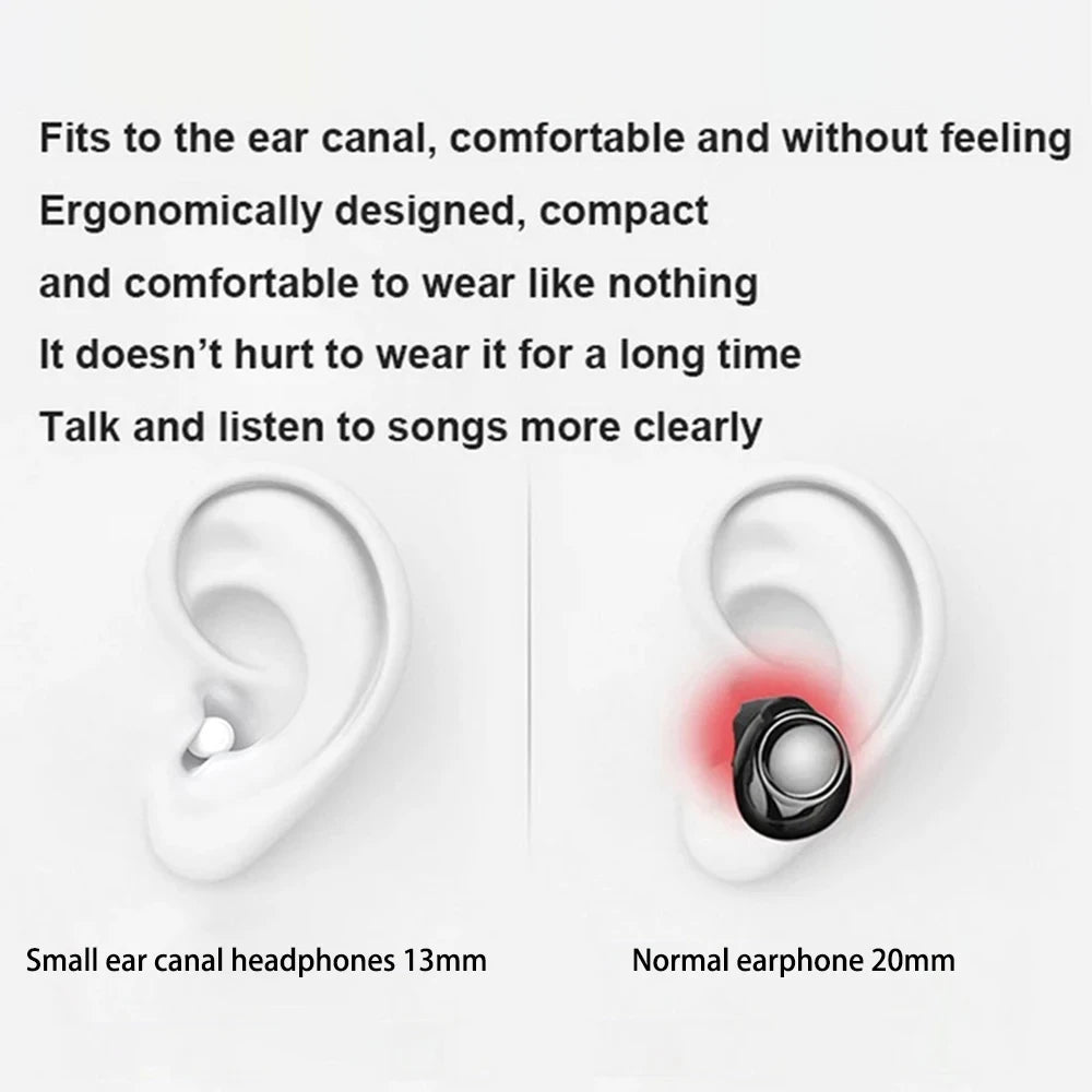 Invisible Earphones Mini Headphones Bluetooth TWS Wireless Sleepwith Microphone HD Call Semi-In-Ear Earbuds Noise Reduction