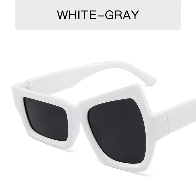 Fashion Irregular Square Sunglasses Man Fashion Brand Designer Personality Sun Glasses Male White Black Mirror Oculos De Sol