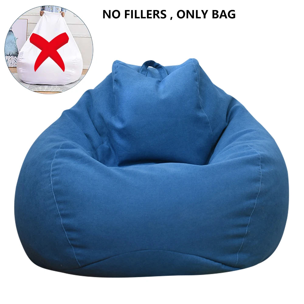 Large Small Lazy Sofas Cover Chairs Without Filler Linen Cloth Lounger Seat Bean Bag Pouf Puff Couch Tatami Living Room