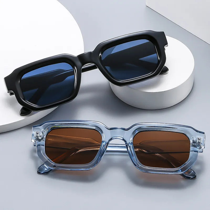 SO&EI Fashion Square Sonnenbrille Damen Shades UV400 Vintage Blue Tea Punk Herren Sonnenbrille