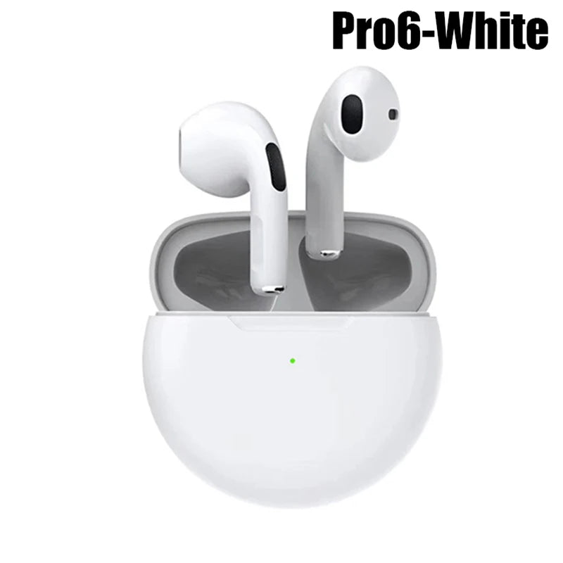 Pro 6 TWS Bluetooth-Kopfhörer für iPhone, kabelloses Bluetooth-Headset, Ohrhörer mit Geräuschunterdrückung und Mikrofon, kabellose Pro6-Kopfhörer