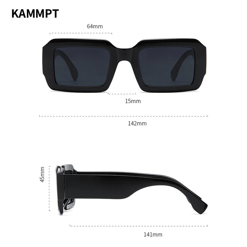 KAMMPT Vintage Rectangle Sunglasses Fashion Square Candy Color Shades Eyewear Trendy Retro Women Brand Design UV400 Sun Glasses