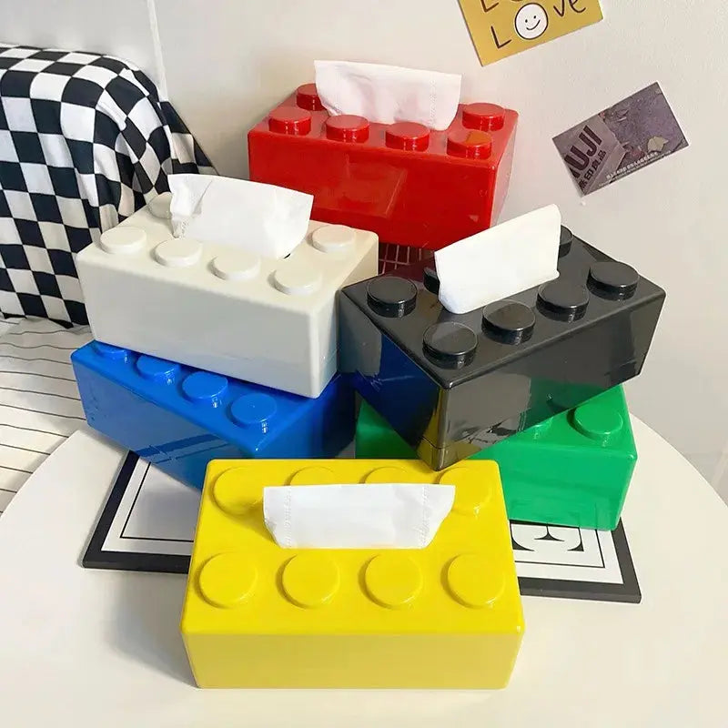 Creative Building Blocks with Spring Tissue Box Wall-mounted Perforation-free Paper Holder Bathroom Face Towel Box Organizer DZ Home Store