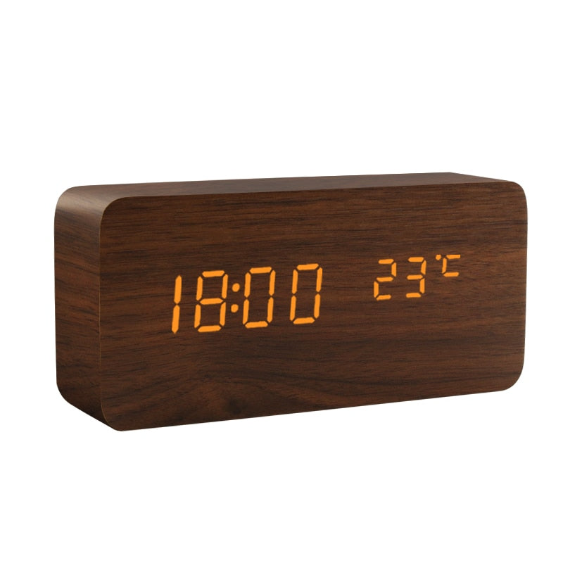 LED Wooden Alarm Clock