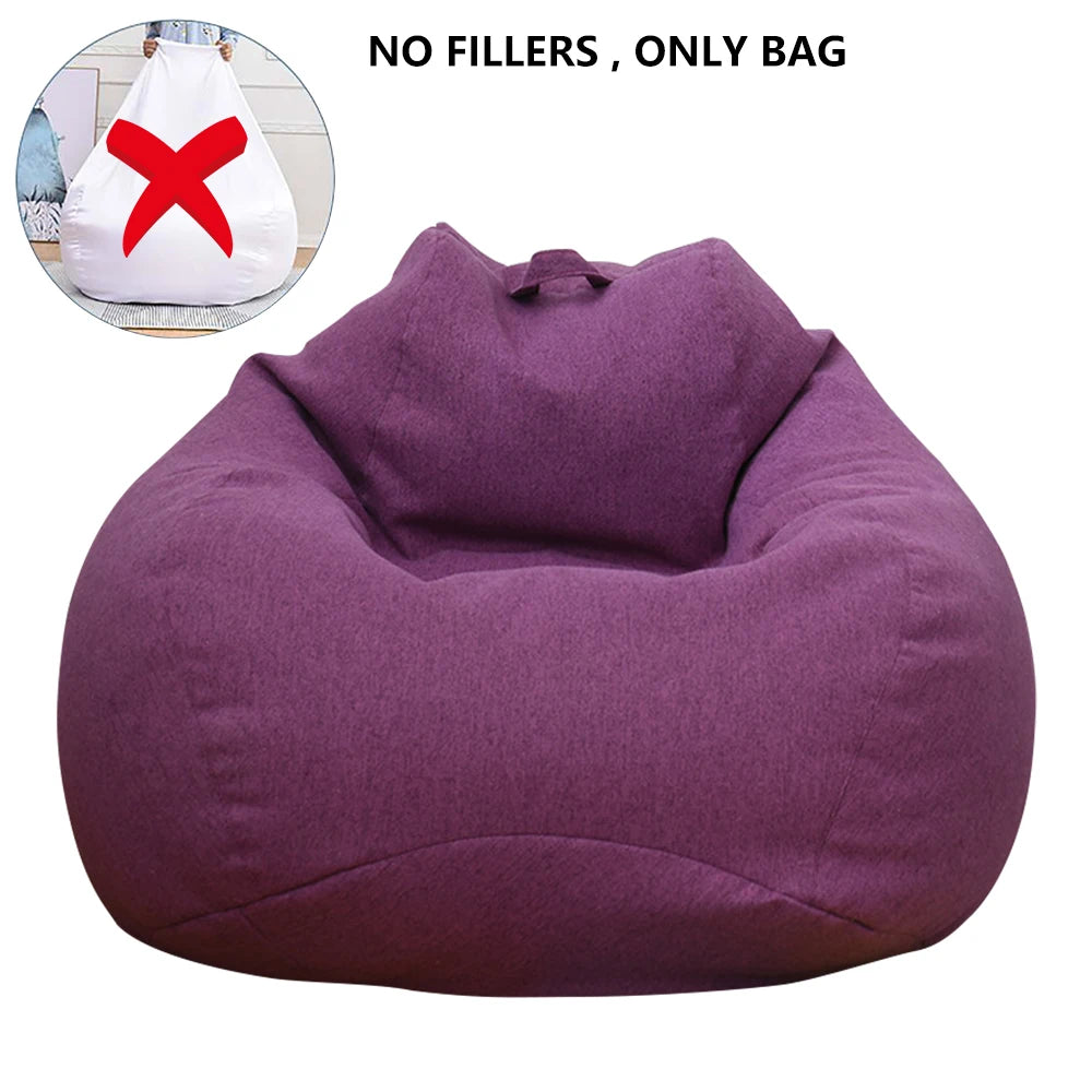 Große, kleine, faule Sofas, decken Stühle ohne Füllstoff, Leinenstoff, Liegesitz, Sitzsack, Pouf, Puff, Couch, Tatami, Wohnzimmer