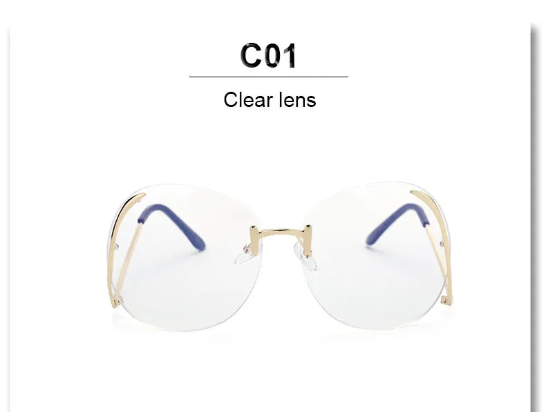 Unique transparent Eyeglasses Women Optics Glasses Frame Oversized Brand Designer Oversize Sun Rimless myopia Sunlgasses Female