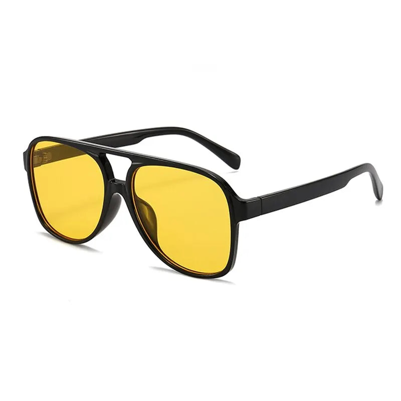 Vintage Oversized Sunglasses Women Retro Brand Big Frame Sun Glasses Female Black Yellow Ins Style Square Glasses Oculos De Sol