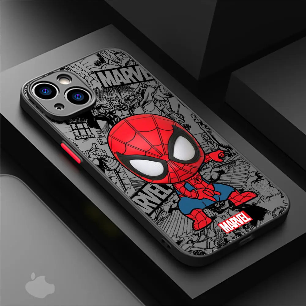 Cartoon Marvel Groot Spiderman Hülle für iPhone SE 12 Mini 13 Pro Max 14 Plus XS X 7 6S Plus 15 11 XR 8 stoßfeste Rüstungsabdeckung