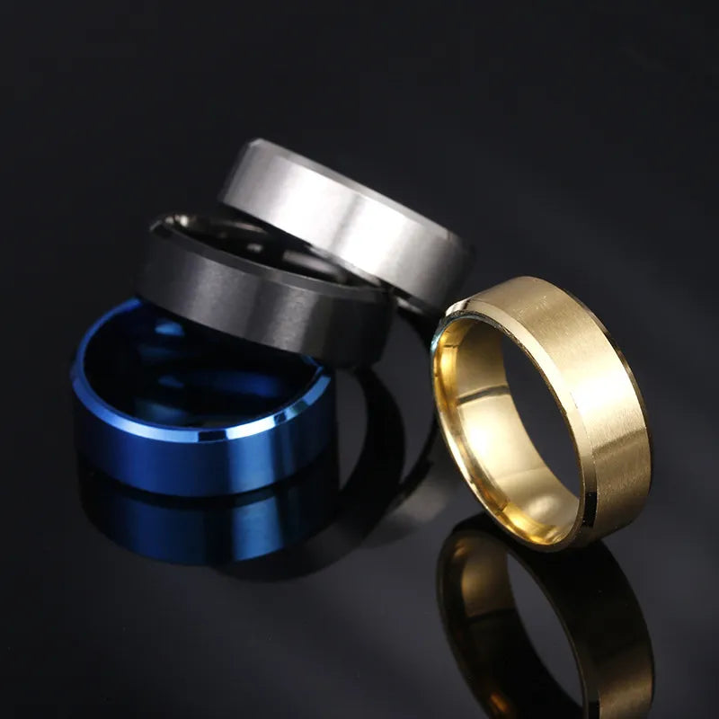 4 Farben klassischer 8-mm-Herrenring mit Oberfläche aus gebürstetem Edelstahl, einfacher Ring für Damen, Ehering, Paare, Schmuckzubehör