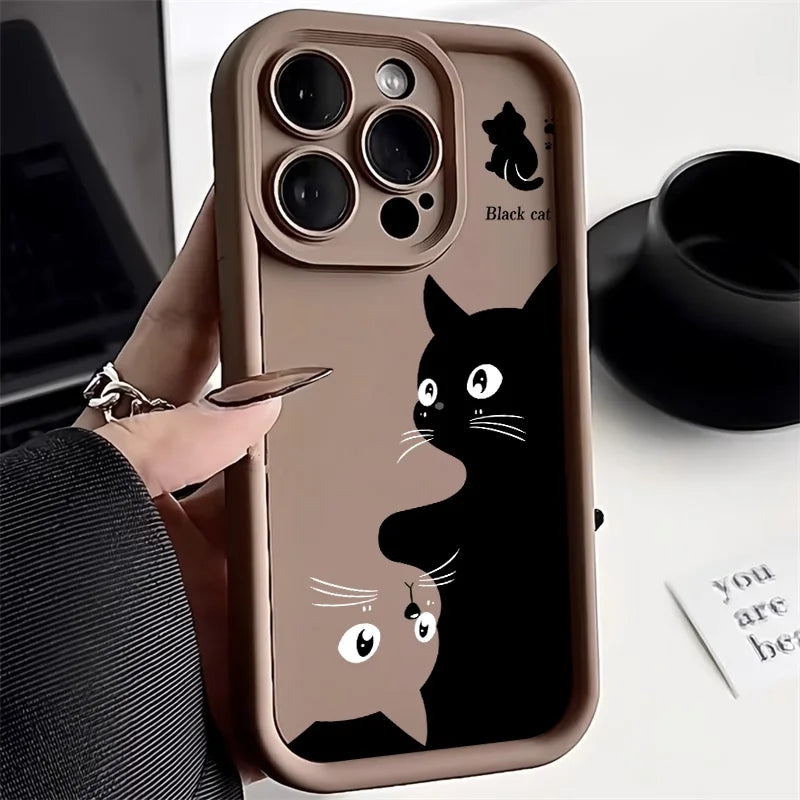 Zachte TPU Telefoon Case Voor iPhone 13 Pro Max 11 15 14 12 XR X XS 7 8 Plus SE SE3 14promax 15promax Len Bescherming Kat Funda Cover