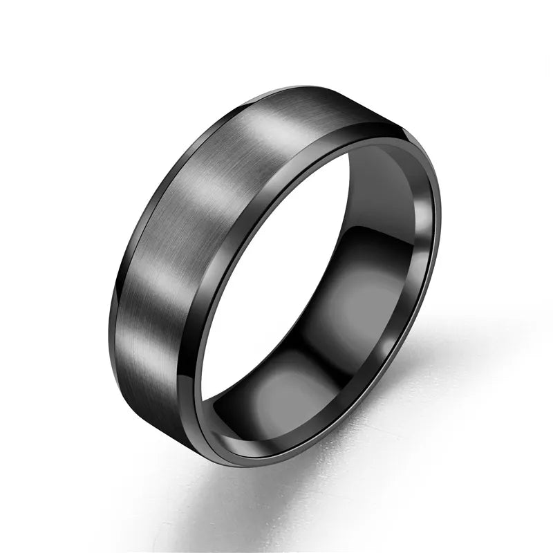 4 Colors Classic 8mm Mens Ring Surface Brushed Stainless Steel Simple Ring for Women Wedding Band Couples Jewelry Accessories