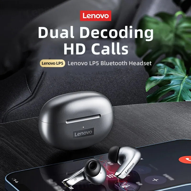 Original Lenovo LP5 Drahtlose Bluetooth Ohrhörer HiFi Musik Kopfhörer Kopfhörer Sport Wasserdichte Headset Mit Mikrofon Ohrhörer Neue