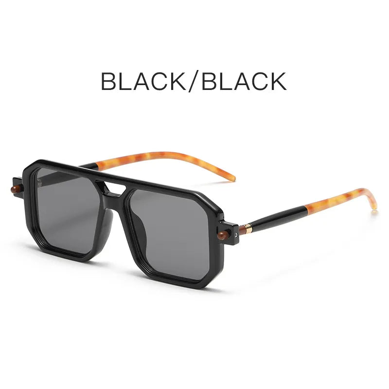 Kampt Vintage Vierkante Zonnebril Voor Mannen Mode 2022 Retro Dubbele Brug Mannelijke Zonnebril Eyewear Trendy Brand Design Shades