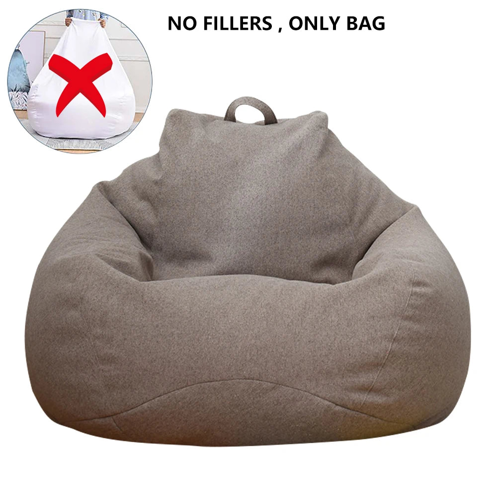 Große, kleine, faule Sofas, decken Stühle ohne Füllstoff, Leinenstoff, Liegesitz, Sitzsack, Pouf, Puff, Couch, Tatami, Wohnzimmer