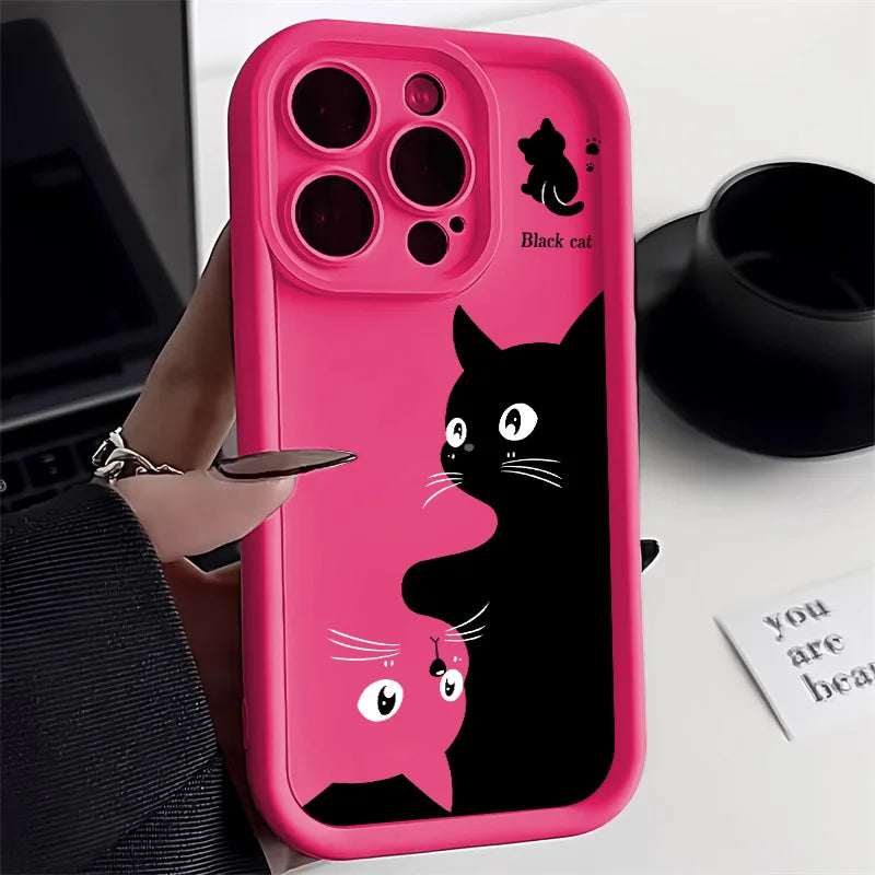 Soft TPU Phone Case For iPhone 13 Pro Max 11 15 14 12 XR X XS 7 8 Plus SE SE3 14promax 15promax Len Protection Cat Funda Cover