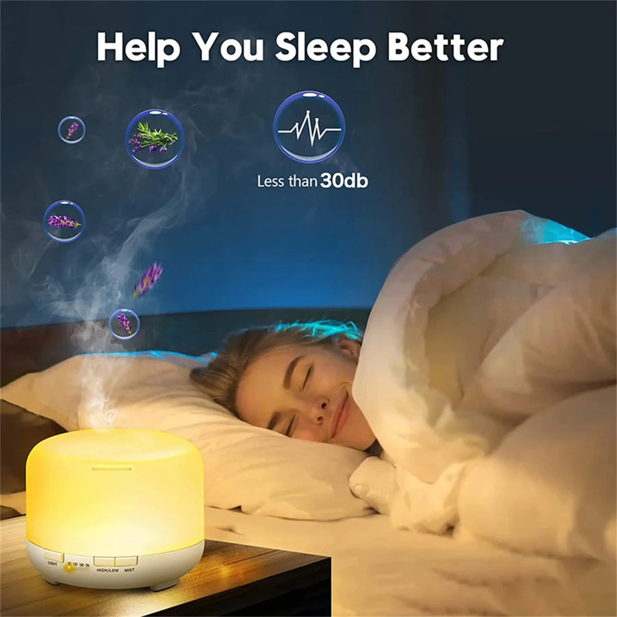 500ML Luftbefeuchter Ätherisches Öl Diffusor Aroma Diffusor Mit Bunten Nacht Lichter USB Luftbefeuchter Mini-Größe Luftbefeuchter