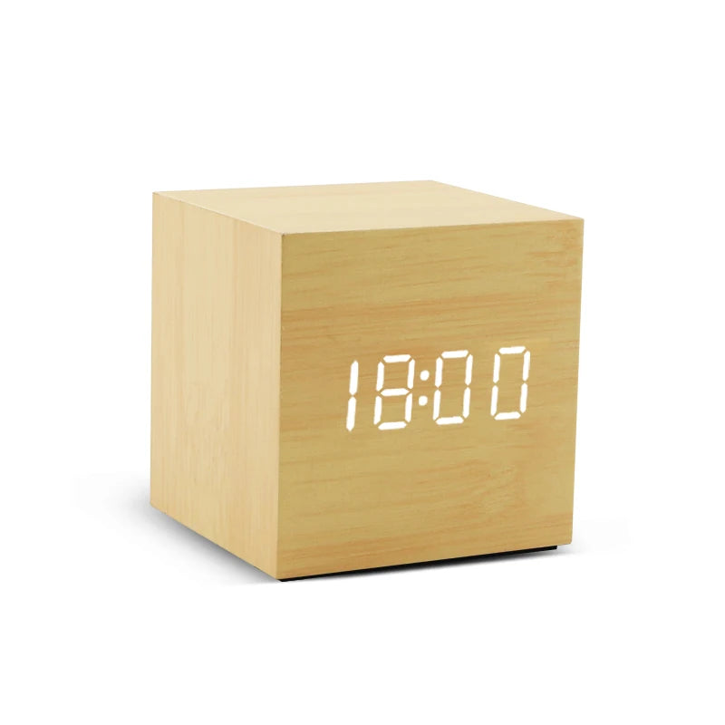 LED Wooden Alarm Clock