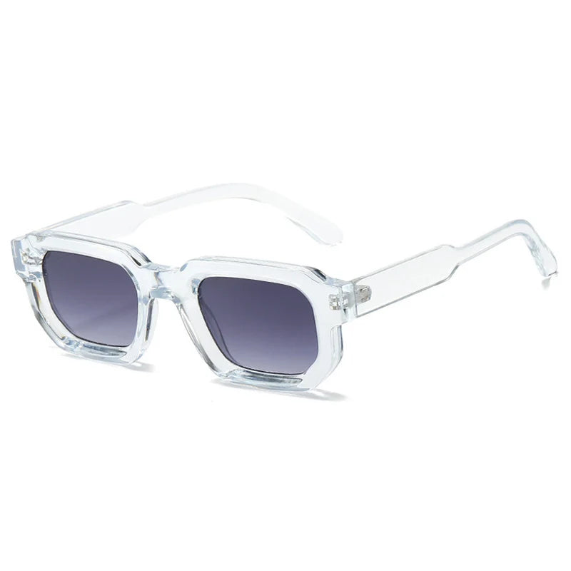 SO&EI Mode Vierkante Zonnebril Dames Shades UV400 Vintage Blauwe Thee Punk Heren Zonnebril