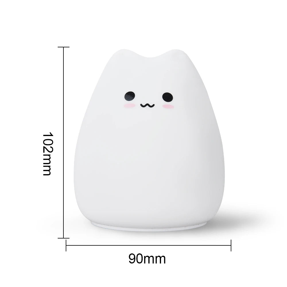 LED Night Light For Children Baby Kids soft Silicone Touch Sensor 7 Colors cartoon Cat sleeping lamp home bedroom decoration