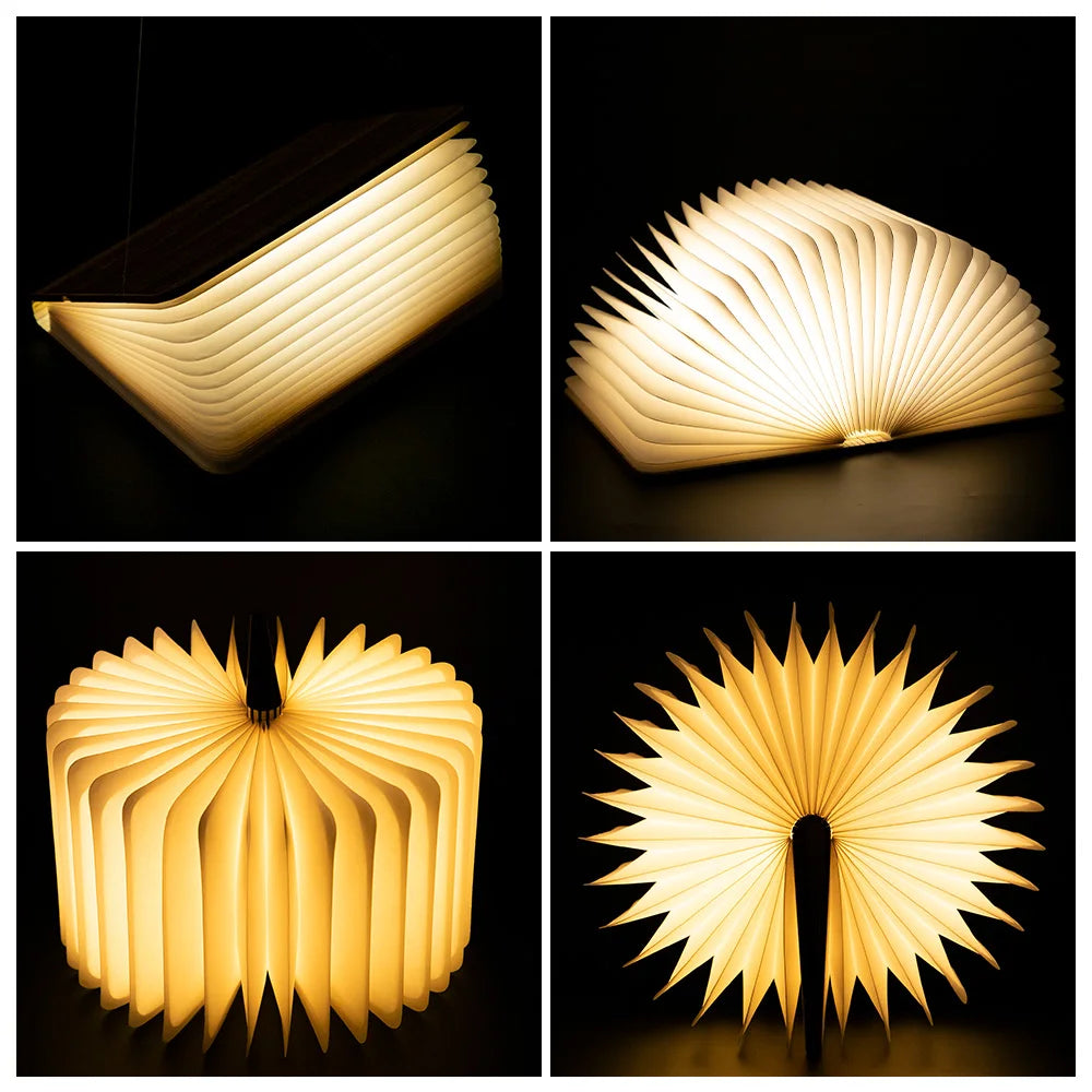 LED Wooden Book Lamp Children Reading light USB Bedside Table Lamp 3 Color Bedroom Art Decor Night Light for Kids Birthday Gift