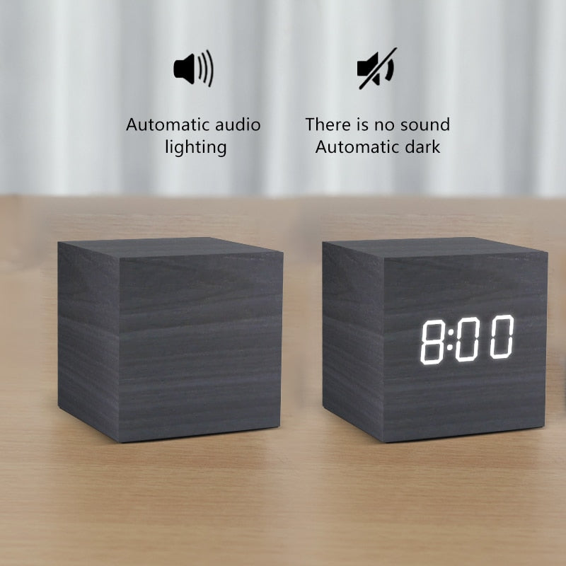 LED Wooden Alarm Clock