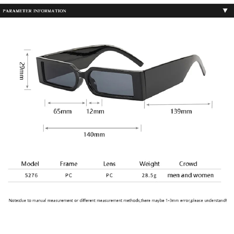 Luxury Rectangle Fashion Sunglasses Man Hip Hop Vintage Designer Black Shades Sun Glasses Small Frame Personality UV400 Eyewear