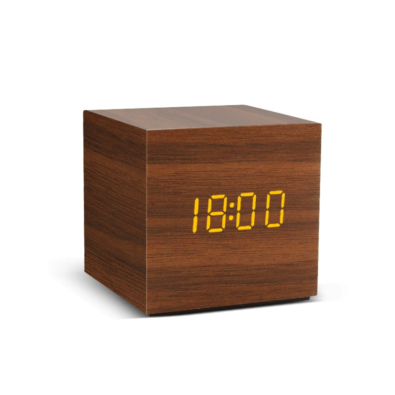 LED Wooden Alarm Clock