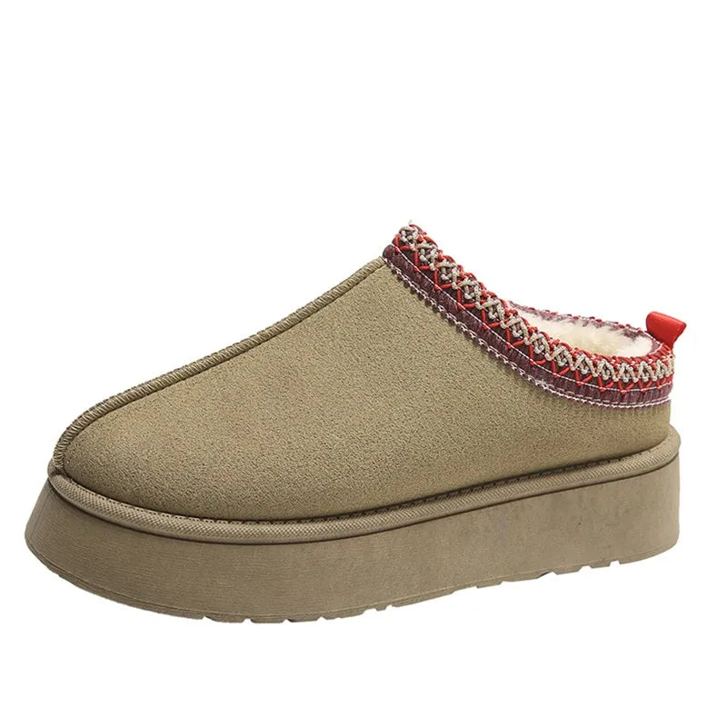 Nieuwe Winter Retro Vrouwen Sneeuw Warm Suède Luie Loafers Laarzen Schoenen Vrouw Dame Vrouwelijke Platte Bottine Botas Laarzen Mujer schoenen