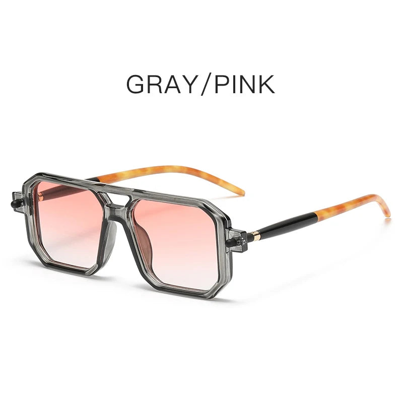 KAMMPT Vintage Quadratische Sonnenbrille für Männer Mode 2022 Retro Doppel Brücke Männliche Sonnenbrille Brillen Trendy Marke Design Shades