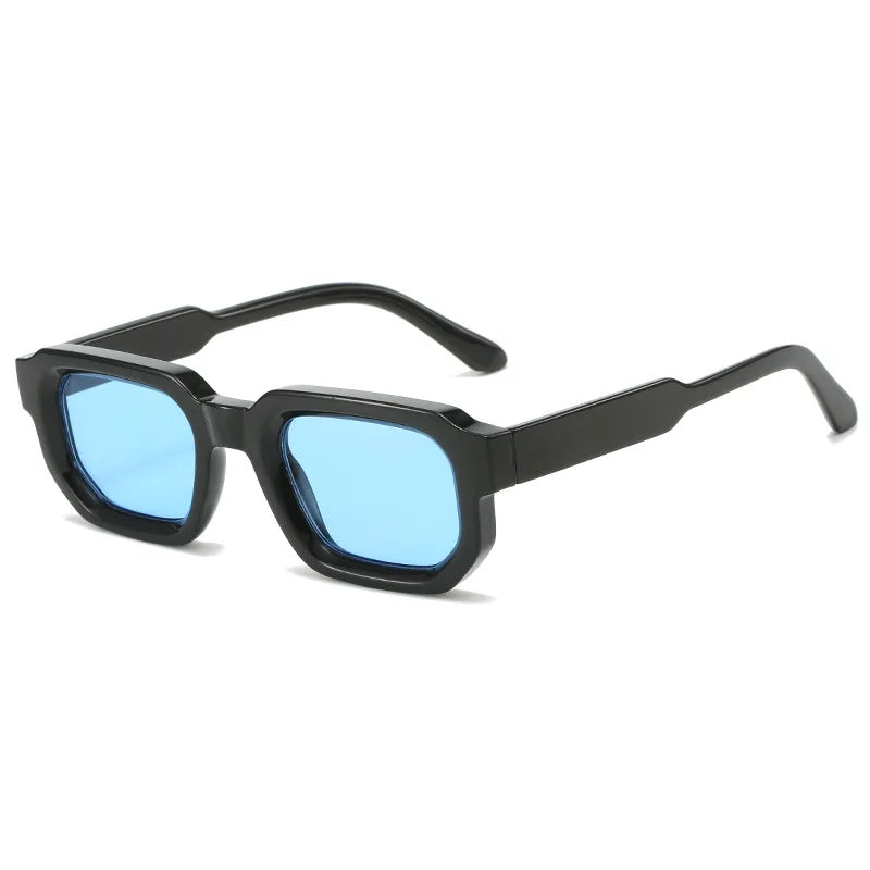 SO&EI Mode Vierkante Zonnebril Dames Shades UV400 Vintage Blauwe Thee Punk Heren Zonnebril