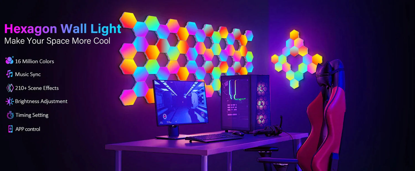 Smart Hexagonal Color changing Ambient Night Wall Lamp