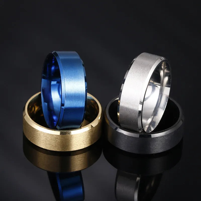 4 kleuren klassieke 8 mm herenring oppervlak geborsteld roestvrij staal eenvoudige ring voor vrouwen trouwring koppels sieraden accessoires