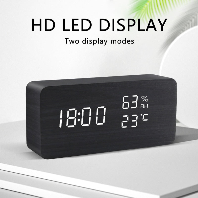 LED Wooden Alarm Clock