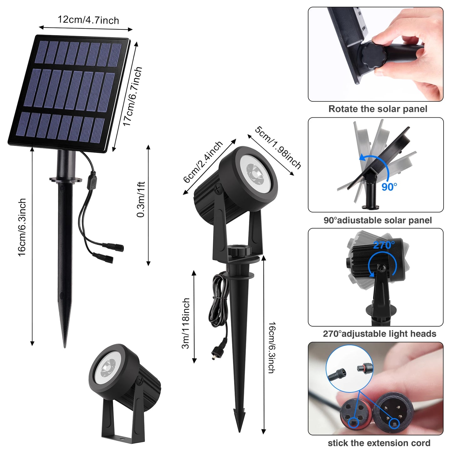 3000K/6000K/RGB Solar LED Licht Outdoor Solar Strahler Solar Garten Licht Outdoor IP65 Wasserdichte Solar power Licht Wand Licht