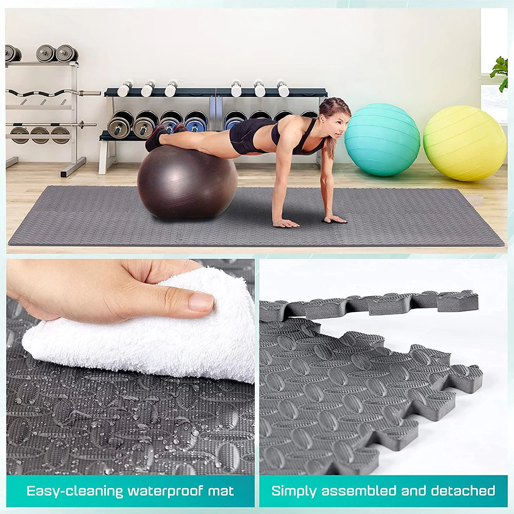 4 ~ 12 Stück Puzzle-Fitnessmatte, Massagematte, ineinandergreifende Eva-Schaum-Bodenfliesen für Heim-Fitnessstudio, Heim-Fitnessgeräte-Matte, rutschfeste Bodenmatte