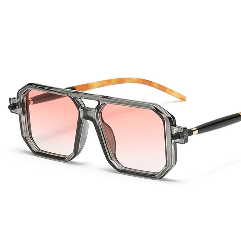 KAMMPT Vintage Quadratische Sonnenbrille für Männer Mode 2022 Retro Doppel Brücke Männliche Sonnenbrille Brillen Trendy Marke Design Shades