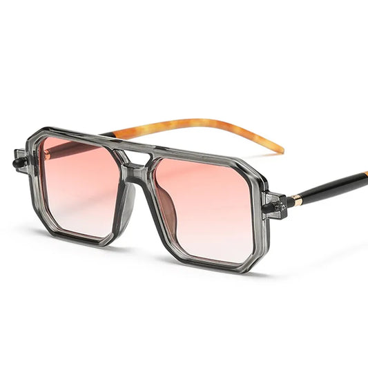 Kampt Vintage Vierkante Zonnebril Voor Mannen Mode 2022 Retro Dubbele Brug Mannelijke Zonnebril Eyewear Trendy Brand Design Shades