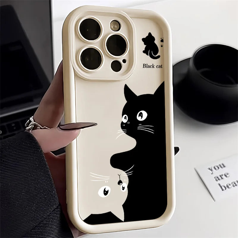 Zachte TPU Telefoon Case Voor iPhone 13 Pro Max 11 15 14 12 XR X XS 7 8 Plus SE SE3 14promax 15promax Len Bescherming Kat Funda Cover