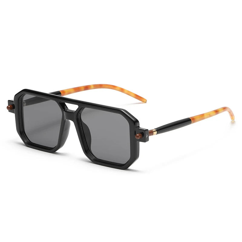 KAMMPT Vintage Quadratische Sonnenbrille für Männer Mode 2022 Retro Doppel Brücke Männliche Sonnenbrille Brillen Trendy Marke Design Shades