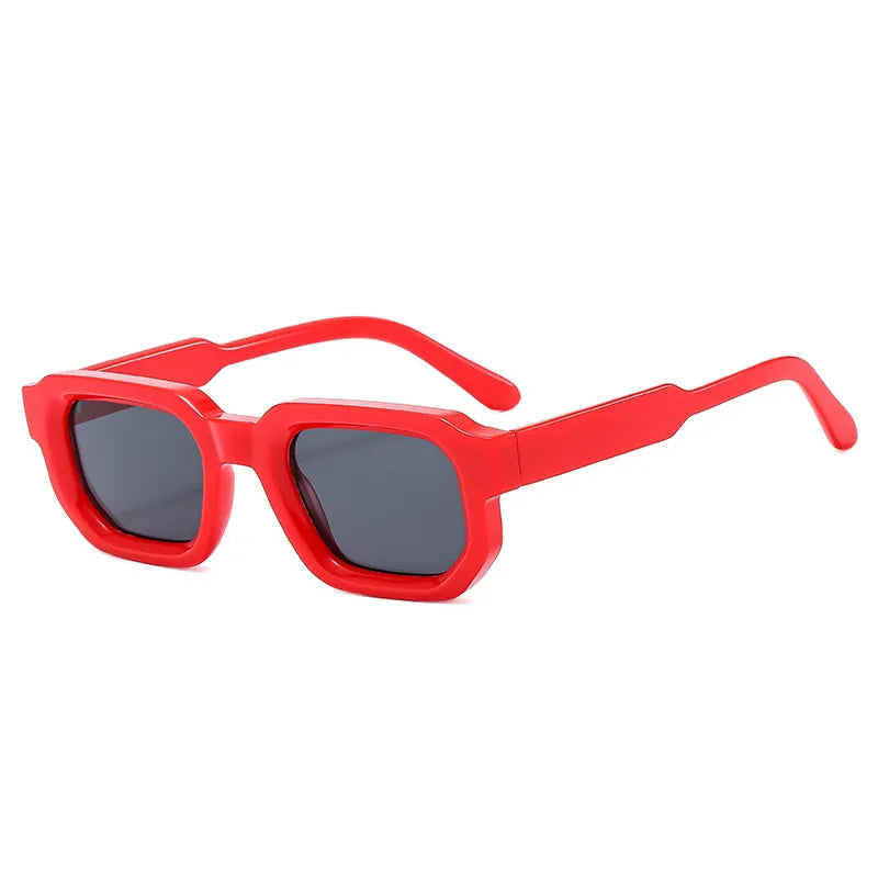 SO&EI Mode Vierkante Zonnebril Dames Shades UV400 Vintage Blauwe Thee Punk Heren Zonnebril